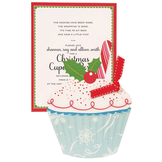 Christmas Cupcake Die-cut Invitations